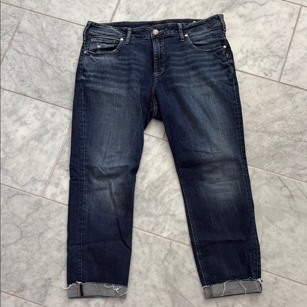 Silver Jeans Women's Dark Blue Boyfriend Jeans